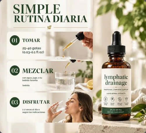 Vista 5 de Gotas de apoyo linfático, suplemento líquido a base de hierbas para la salud linfática, equilibrio de líquidos y comodidad digestiva, fórmula