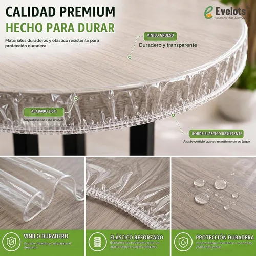 Vista 3 de Evelots Cubierta redonda transparente de vinilo ajustable, impermeable, se