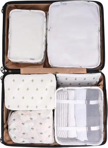 Vista 3 de Adwaita - Juego de 6 cubos organizadores de equipaje para viajes (cactus)