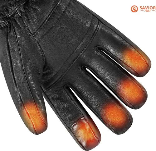 Vista 8 de SAVIOR HEAT Guantes térmicos para hombres y mujeres, guantes eléctricos recargables de cuero para esquí y snowboard