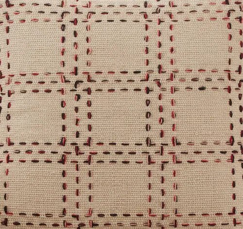 Vista 3 de SARO LIFESTYLE Isla Berry Design - Almohada de cuadros cosida con relleno de plumón, 20 x 20 pulgadas, natural