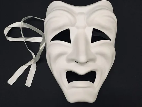 Vista 4 de MASQ Máscara de comedia y tragedia en blanco, unisex, para adultos, para Halloween, o decoración
