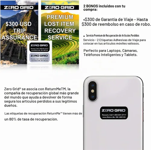 Vista 9 de Zero Grid Cinturón de seguridad de viaje negro, bolsillos ocultos