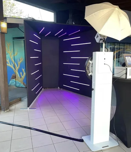 Vista 6 de Telón de fondo de cabina de fotos de 360 grados para cabina de fotos, fondo de pared personalizado con logotipo, video selfie, fondo giratorio