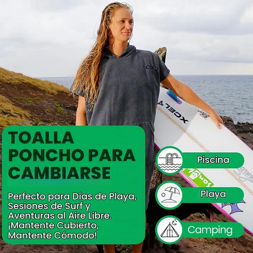 Vista 3 de COR Surf Poncho Toalla de Cambio con Capucha y Bolsillo Delantero Toalla de Microfibra Gruesa de Secado Rápido Large - Knightrider