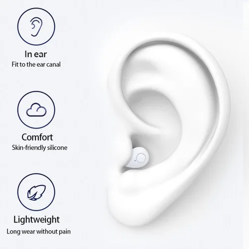 Vista 5 de Pequeños auriculares invisibles para dormir, inalámbricos más pequeños, Bluetooth, de perfil bajo, microdiminutos y discretos, con micrófono