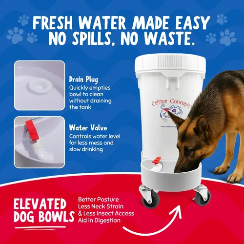 Vista 3 de Tazón automático para agua, 3.5 galones, dispensador de agua para perro, prácticamente indestructible, utilizado por cuidadores de perros