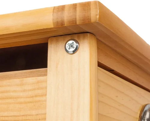 Vista 5 de Carrito de cocina de madera rodante de 3 niveles, carrito utilitario de almacenamiento sobre ruedas con cajones Shleves y estante para vino