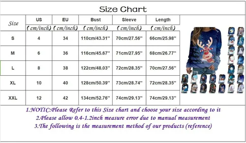 Vista 3 de Sweatshirt Women Lightweight Fashion Winter Cropped Clothes Christmas Long Sleeve Crewneck Pullover
