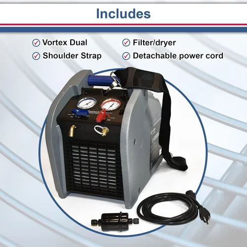 Vista 5 de Inficon 714-202-G1 - Máquina de recuperación dual de refrigerante Vortex, 1 HP, 120V