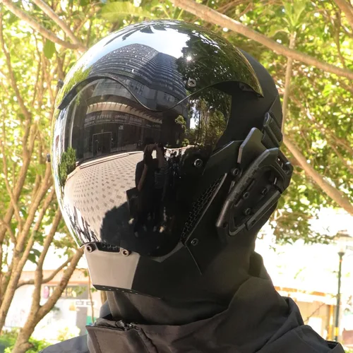 Vista 4 de Máscara de casco punk para hombre, máscaras de Halloween, cosplay, gótico, futurista, máscara de tecnología, accesorios de fiesta de disfraces