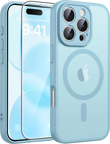 Vista 144 de FNTCASE - Funda para iPhone 16 Pro: magnética, mate, translúcida, de grado militar, protectora contra caídas, resistente, fina, duradera y a prueba