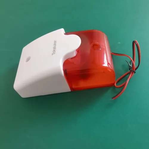 Vista 2 de DC9 a 12 V Sirena estroboscópica con cable de luz roja sonido flash zumbador sirena seguridad para el hogar sistema de alarma eléctrica sirena