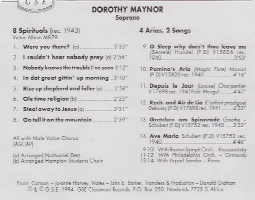 Vista 2 de Dorothy Maynor - Spirituals, Arias, Songs 1940-1943