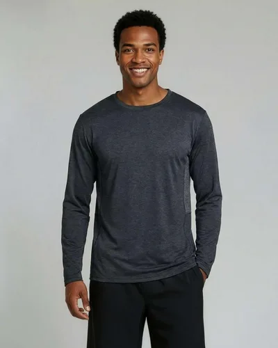 Vista 62 de Real Essentials Paquete de 4 unidades: camiseta de manga larga para hombre Dry Fit, disipa la humedad, protección solar FPU 50+ contra rayos