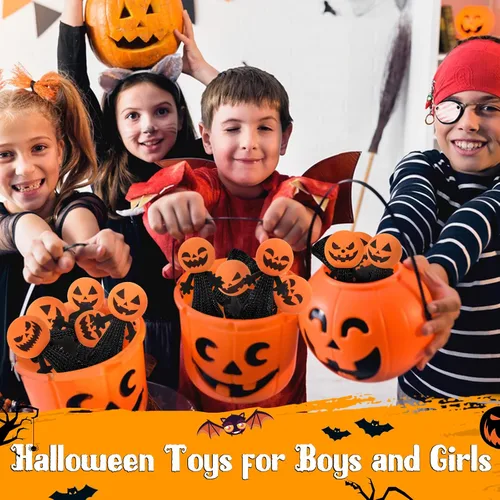 Vista 5 de Juguetes de fiesta de Halloween para niños y niñas – 24 piezas de juguete lanzador de primavera para saltar, juguete novedoso y animoso, premios