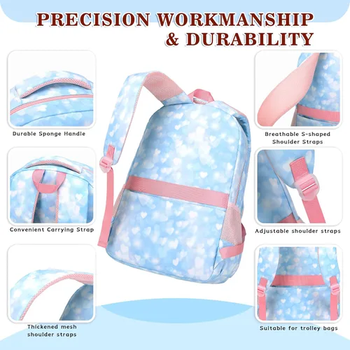 Vista 4 de Mochila escolar para niñas, mochila para computadora portátil, mochila escolar linda para niños y jardín de infantes, mochilas grandes para mujeres