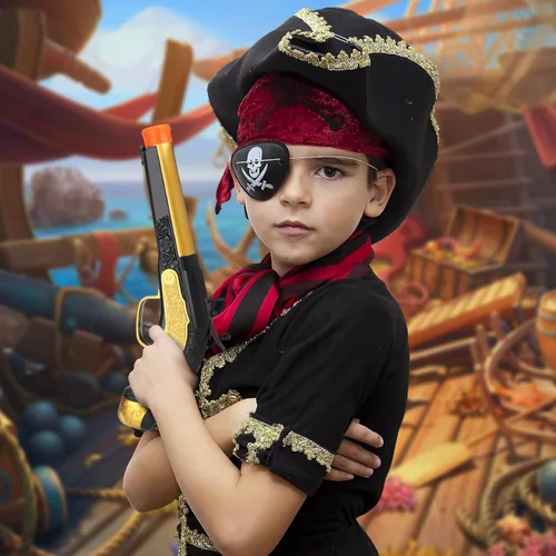 Vista 5 de Juguete de espuma pirata pirata para niños de 3 a 5 años, pistola pirata con 20 dardos de espuma suave, accesorio de disfraz de pirata de Halloween