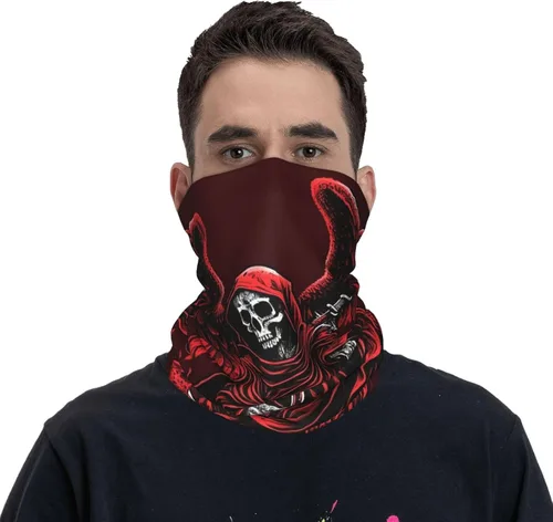 Vista 2 de HERRECX angel skull grim reaper god skeleton red Neck Gaiter Face Cover Scarf Balaclava Bandana for Women Men Gaiter Mask for Motorcycle Cycling