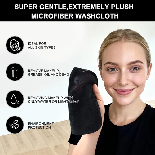 Vista 4 de SINLAND Paños faciales de microfibra de secado rápido toallita de lavado de 8 x 8 pulgadas paño de lavado facial absorbente suave paños removedores