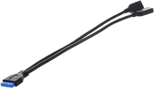 Vista 2 de MaxLLTo 2 puertos 7.9 in longitud USB 3.0 tipo A hembra a la placa base de 20 pines adaptador de cable negro 1 pieza