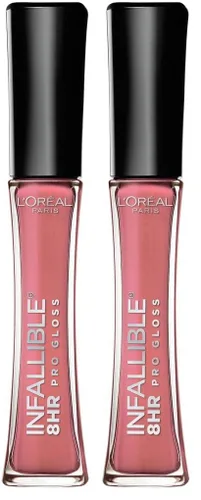 Vista 35 de L'Oreal Paris Makeup Infallible - Brillo labial hidratante de 8 horas, pétalo nude, 0.21 onzas líquidas Pétalo Desnudo