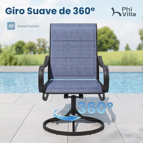 Vista 2 de PHI VILLA Juego de comedor al aire libre para 8, mesa de metal y sillas Azul