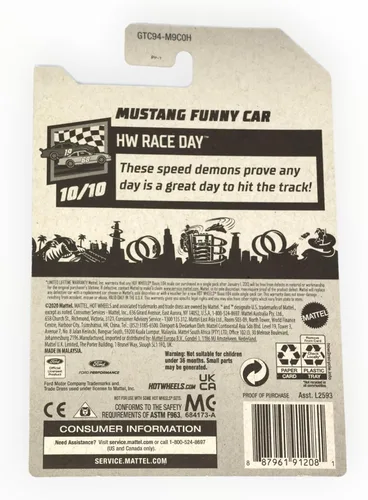 Vista 2 de Hot Wheels Mustang Funny Car, [gris] 156/250 Día de la Carrera 10/10 Caza del tesoro