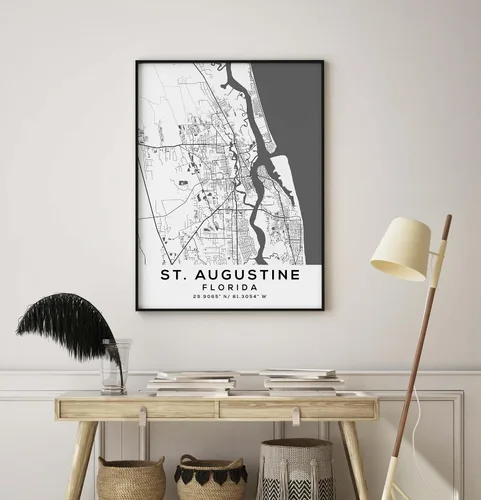 Vista 8 de Mapa de San Agustín, Florida, Luz 2 (8x10)