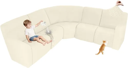 Vista 51 de ALIECOM Fundas 100% impermeables para sofá seccional reclinable, forma de L, elásticas, para esquina, funda para sofá seccional reclinable, lavable