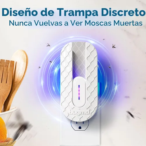 Vista 2 de BugMD - Trampa para moscas de frutas sin zumbido para interiores con luz UV Colector de mosquitos y matamosquitos para casa, cebo con aroma a miel