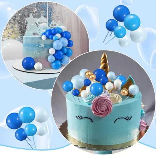 Vista 4 de 108 piezas de decoración de bolas para tartas, decoración de cupcakes, globos de espuma para tartas de bricolaje para bodas, aniversarios, blanco