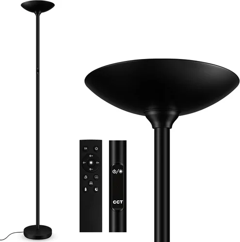 Vista 9 de Lámpara de pie, lámpara de pie, lámpara de pie LED Torchiere de 20 W, 2000 lm, regulable continuo, control táctil, luz diurna de 3000 K, vida útil