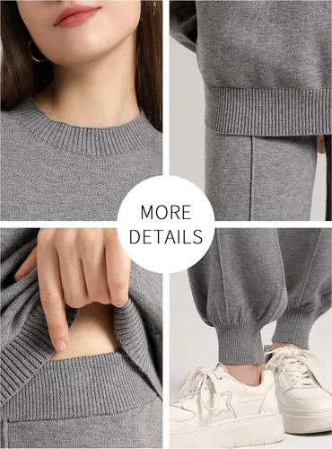 Vista 6 de SuperPrity Conjuntos de descanso para mujer, conjuntos de dos piezas de moda de manga larga, suéter de punto, ropa de otoño 2024