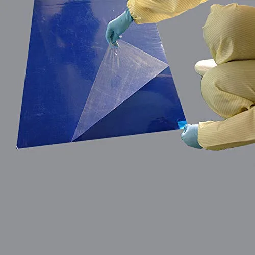 Vista 3 de Adhesivo para sala limpia/adhesiva/pegajosa de 24 x 36 pulgadas, azul (10 almohadillas de 30 hojas), 10 almohadillas, 300 hojas por caja. Cada bloc