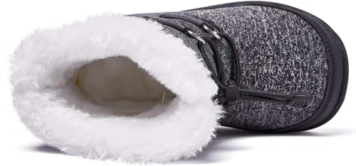 Vista 4 de BMCiTYBM Botas de nieve para bebés y niños pequeños, zapatos de invierno para niños y niñas, zapatos de bebé de piel sintética para clima frío