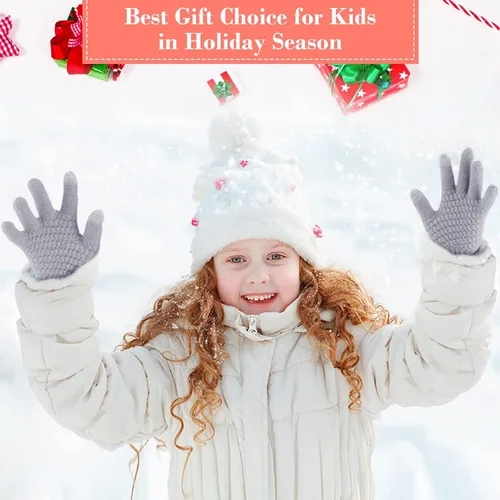 Vista 6 de Coume 4 pares de guantes de punto para pantalla táctil de invierno para niños