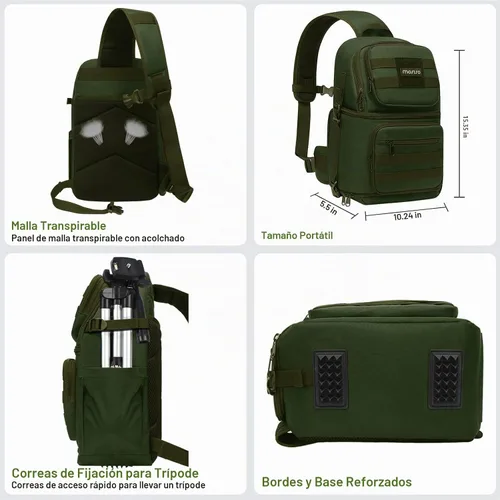Vista 4 de MOSISO Bolsa de hombro para cámara, bolsa táctica para cámara réflex digital/réflex/sin espejo con soporte para trípode y almohadillas modulares