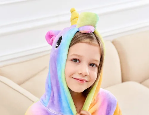 Vista 4 de Doctor Unicorn Bata de baño suave con capucha de unicornio - Regalos de unicornio para niñas
