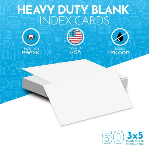 Vista 2 de Home Advantage Tarjetas de índice en blanco de 3 x 5: nuestro paquete de 50 tarjetas de notas en blanco utiliza cartulina resistente para que sean a