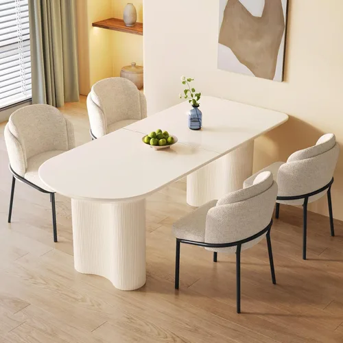 Vista 10 de Juego de mesa de comedor moderno de 63 pulgadas para 4, juego de Negro