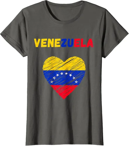 Vista 9 de Camiseta con la bandera venezolana con corazón de Venezuela, Negro