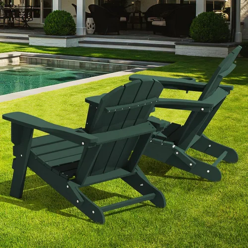 Vista 7 de LOUNZY Juego de 8 sillas plegables Adirondack, color verde
