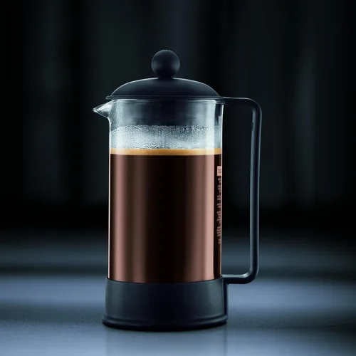 Vista 6 de Bodum 12oz Brazil French Press Coffee Maker, High-Heat Borosilicate Glass, Black - Made in Portugal Negro
