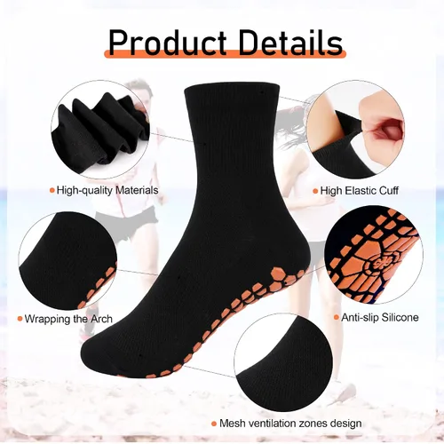 Vista 2 de GRPSKCOS Calcetines antideslizantes para hombre, calcetines de casa con empuñaduras, 3 pares antideslizantes para yoga, pilates, azulejos, pisos