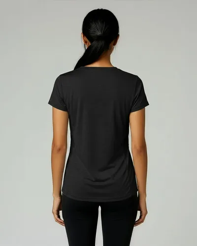 Vista 6 de Real Essentials Paquete de 5 Camiseta de Entrenamiento de Manga Corta con Cuello en V de Ajuste Seco para Mujer - Camiseta de Fitness Gimnasio