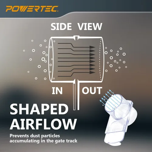 Vista 5 de POWERTEC Kit de accesorios de recolección de polvo de 2-1/2 pulgadas con conectores transparentes, puertas de chorro y abrazaderas de manguera