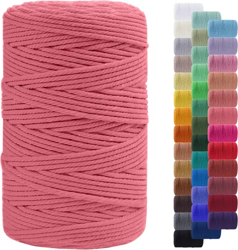 Vista 26 de Cordón de macramé de 0.079 pulgadas, cuerda de algodón natural de 109 yardas, hilo de cuerda de macramé para manualidades, ganchos de pared
