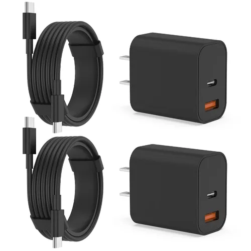 Vista 10 de Cargador para iPhone 17 16 15 de carga rápida, bloque de cargador de pared USB C de 20 W con cable de tipo C a C de 10 pies para Apple iPhone 17/17