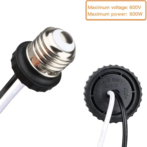Vista 7 de Helunsi Adaptador de Enchufe E26, Paquete de 2 Enchufes de Bombilla con Cable, Enchufe de Luz Macho Roscado, Adaptador de Enchufe de Luz Empotrada